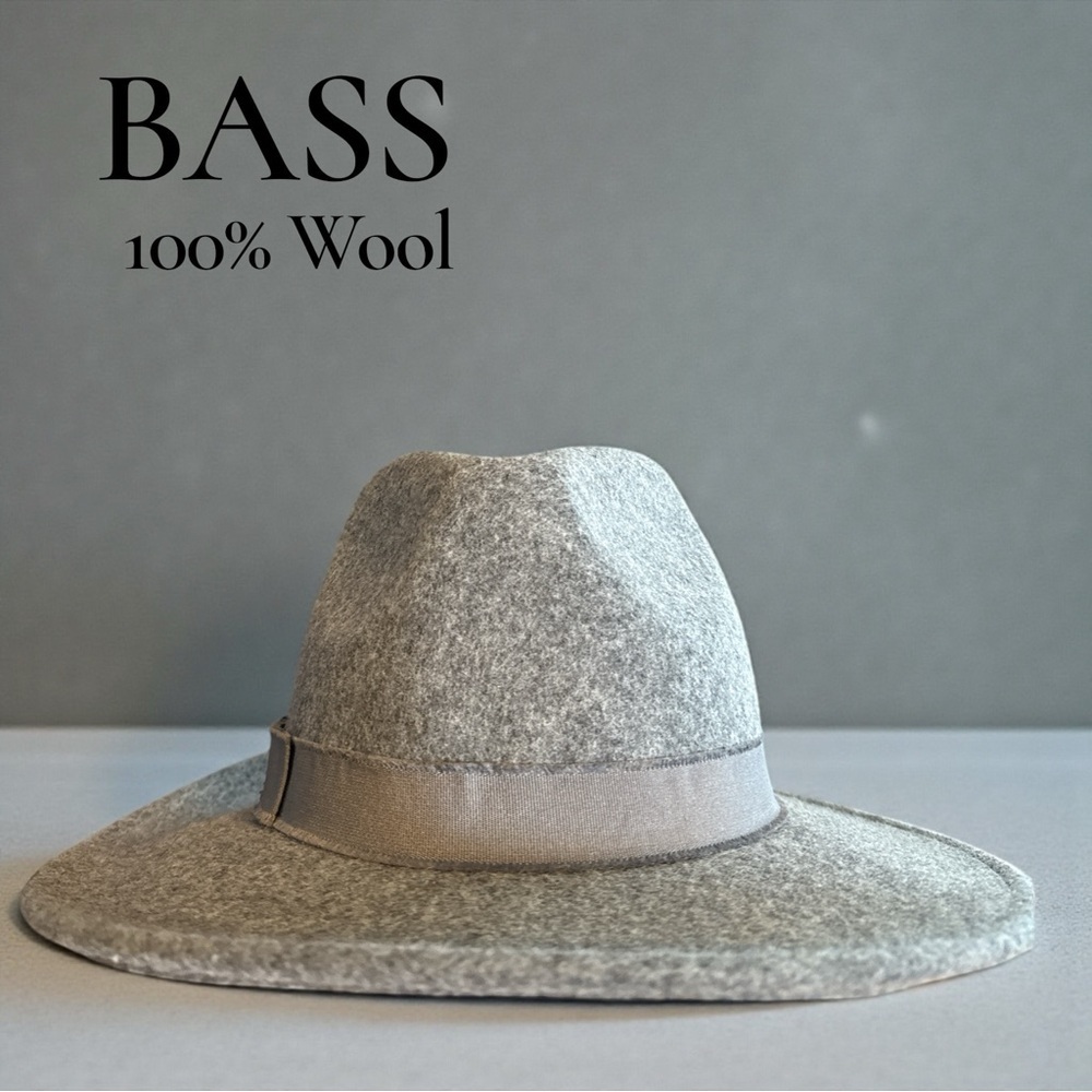 Bass 100% Wool Medium Gray Fedora Hat Wide Brim One Size Classic Unisex
